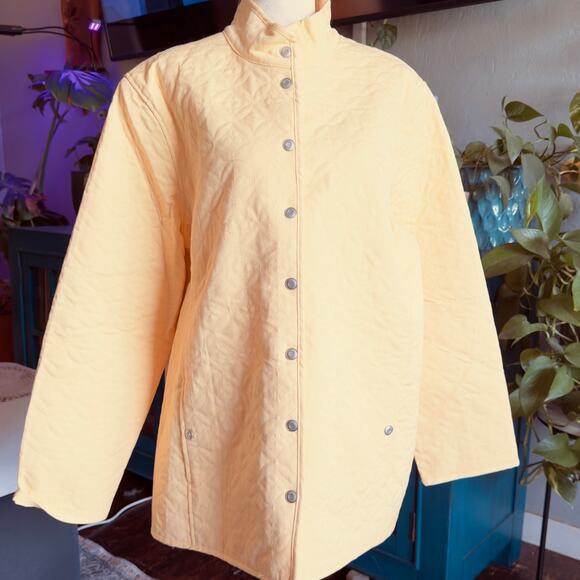 Vintage Alfred Dunner Quilted Yellow Jacket Women’s Size 18 Button Up Pockets - Picture 1 of 8